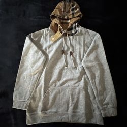 GREY & BLACK LUXURY PLAID DESING HOODIES 