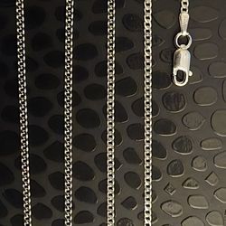 Solid Silver Cuban Link Chain/Necklace 18" 2MM 