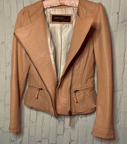 Birryshop Blush Pink Leather peplum Moto Jacket( first pic is closest to actual color)
