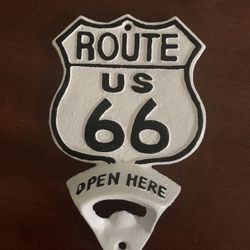 CAST IRON HISTORIC ROUTE 66 BOTTLE OPENER CHECK OUT MY PROFILE FOR MORE GREAT ITEMS 