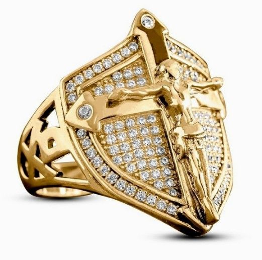 New 18 K Gold Shield Shaped Ring