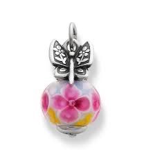James Avery Sterling Silver Mariposa Finial with Pink Blossom Charm