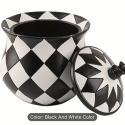 Black & White Jewelry Box Storage & Display Durable Ceramic Large Capacity W/Lid NEW Gothic Ornate🖤🤍