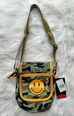 High Park Green Camo Crossbody bag smiley happy face - NEW