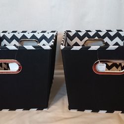 Black & White Tapered Storage Bins with Designs