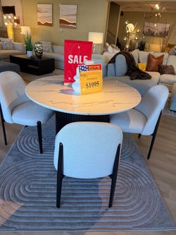 5-Piece Round Marble Top Dining Set ( Modern Home Furniture)