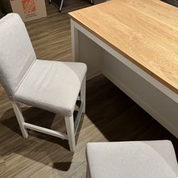 2x IKEA BERGMUND Bar stool with backrest, white/Orrsta light gray
