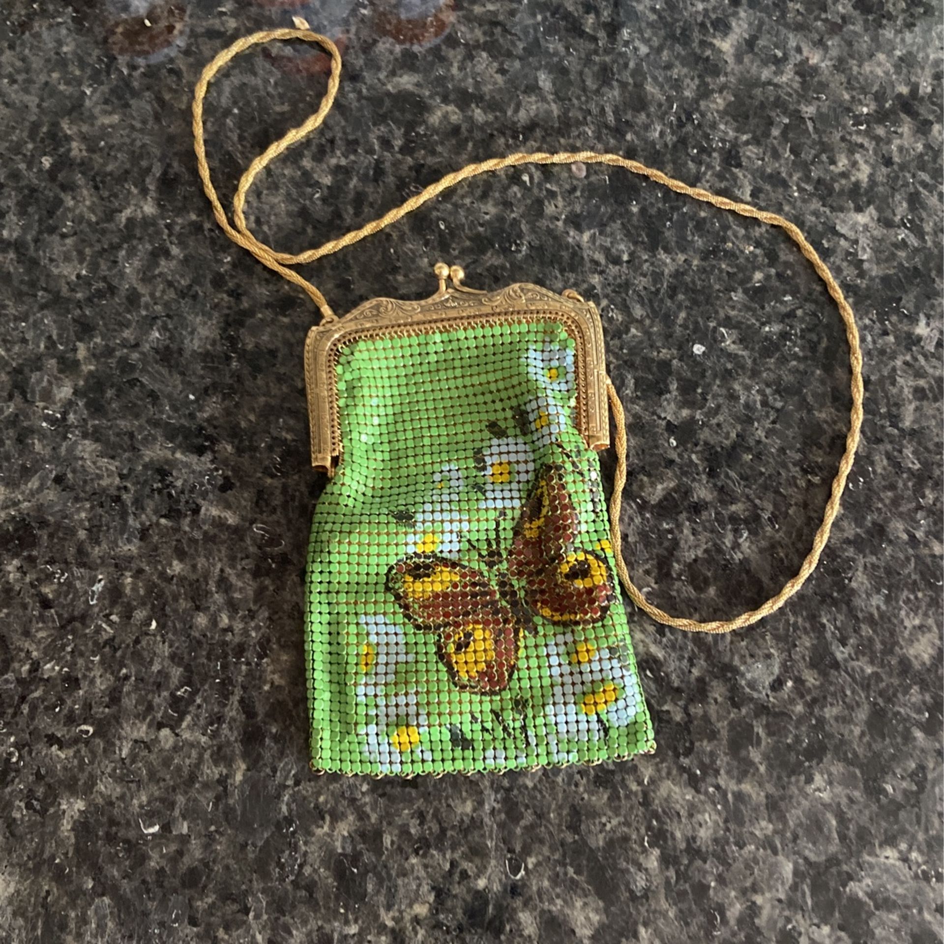 7” X 4” Chartreuse Green Beaded Bag