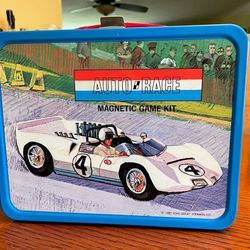Vintage 1967 Auto Race Lunch Box w/ Thermos