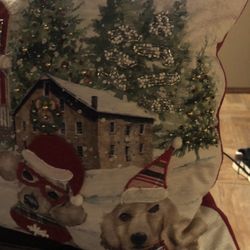 Dachshund Christmas Theme Throw Pillow 