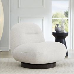 Maddie Home Modern Wood & Polyester Fabric Swivel Chair in Cream