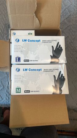 Box Of Vinyl Black Gloves Powder Free 