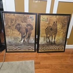 Zebra & Elephant Wall Art