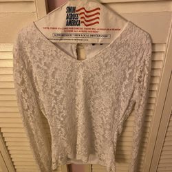 Pretty Collared Lace Long Sleeve Shirt