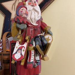 RARE:VINTAGE: House Of Hatten Large Santa Clause With Jester Figurine-1992-19”