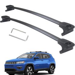 Jeep Compass 2018-2024 Anti-Corrosion,Full Aluminum Black Matte Finishing (Sold as 1Pair) Heavy Duty 260lb Loading Weight Roof Rack Crossbars Compatib