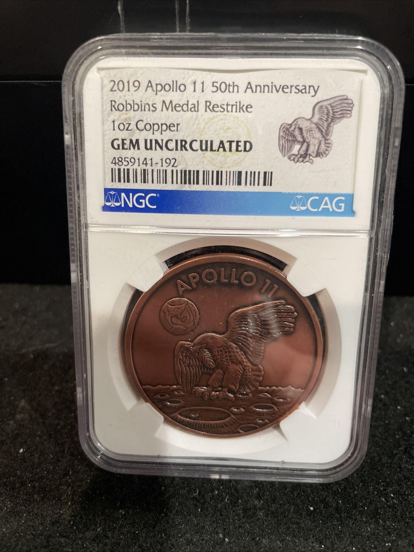 2019 Gem Uncirculated Apollo 11 50th Anniversary Copper Robbins Medal C-3