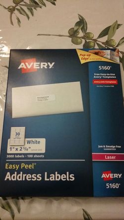 5160 Avery address labels for laser, 3000 qty