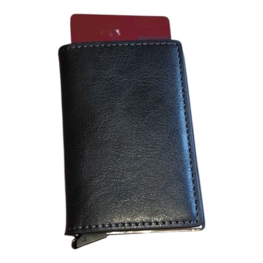 Sleek Black Leather Card Holder