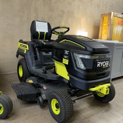  (Used Good) Ryobi 80V HP Brushless 42 in. Battery Electric Cordless Riding Lawn Tractor with (3) 80V 10Ah Batteries