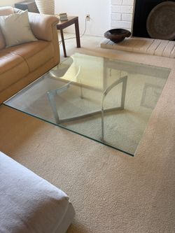Vintage 1970s Glass Table With Chrome Base