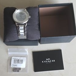 Authentic Coach Grand Silver Crystal Women's Watch 