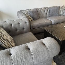 Living Spaces Sofa + Matching Chair Set –Irvine