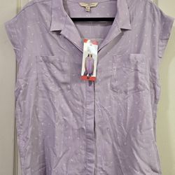 Jachs Girlfriend Women's Purple Button Front Blouse Size M New with Tags