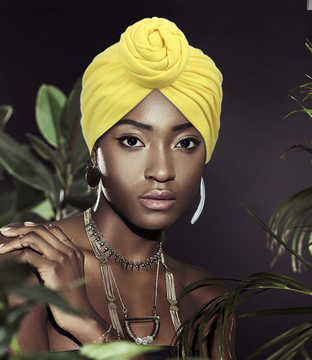 Yellow pre-tied Headwrap bonnet