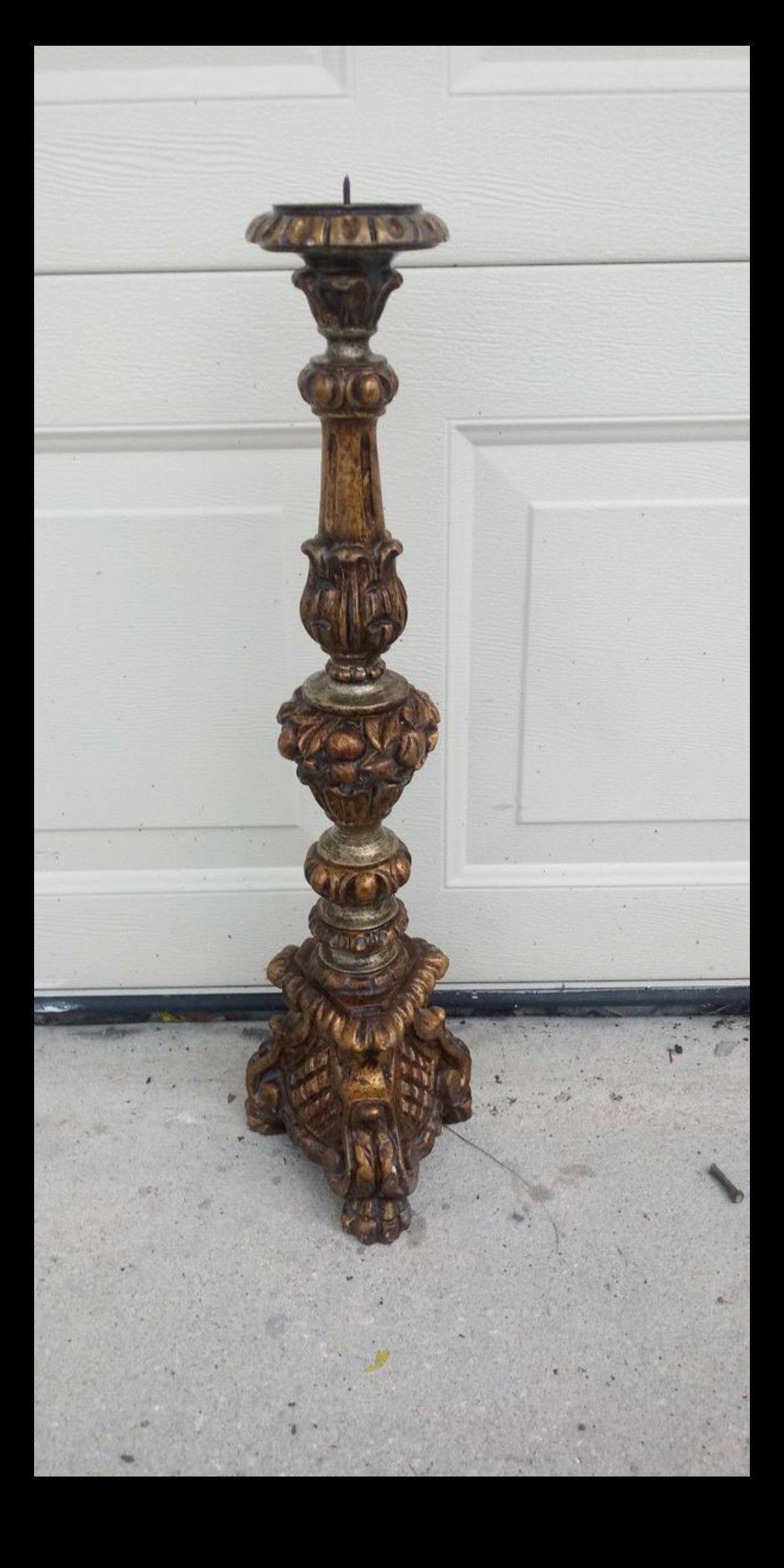 Cast Composite Venetian Gold Finish Candle Holder