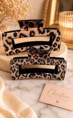 Leopard Print Hair Claw Clips Set of 2