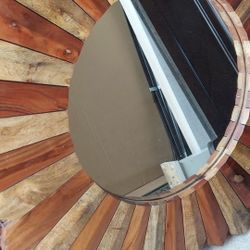 SUNBURST  WOODEN WALL MIRROR 