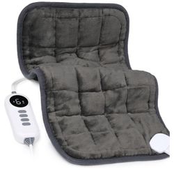 Heating Pad, Weighted Heating Pad with Massaging Vibrations, Massage Heating Pad for Back Cramps Shoulder Pain Relief, 6 Heat Settings & 4 Massage Mod