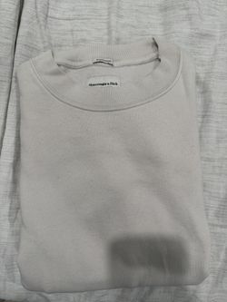 Abercrombie & Fitch Crewneck Fleece Sweater – Cream – Size Large (Oversized)