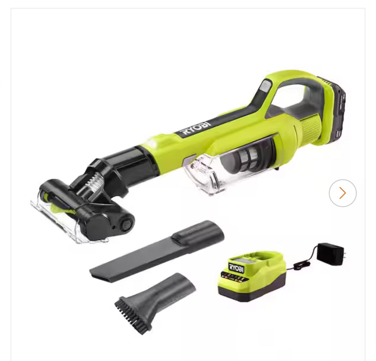 ONE+ 18V Cordless Hand Vacuum with Powered Brush Kit with 2.0 Ah Battery and Charger