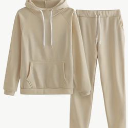 Cream Matching Jogger Sets Sizes [ Small & Large ] - Read Description