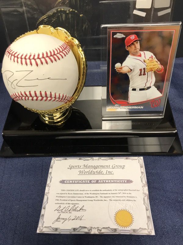 Ryan Zimmerman Autographed Baseball in Gold Glove Case w Certificate of Authencity! Get these gifts early as Nats head towards the Playoffs n World S