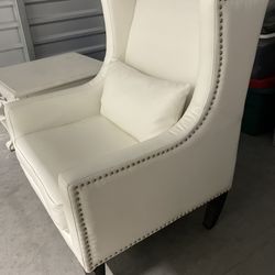 Faux Leather Wingback Chair - Excellent Condition 