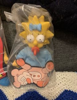 The Simpsons Burger King Maggie Simpson Toy Figure w/ tag still on, Sealed 1990