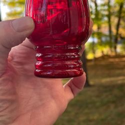 Set of 8 Ruby Red Imperial Glass Shaeffer 4 Oz. Juice Tumblers Glasses