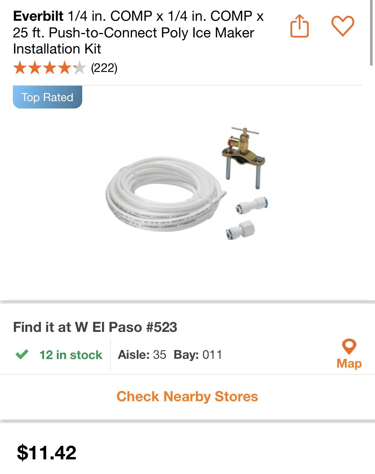Everbilt 1/4 in. COMP x 1/4 in. COMP x 25 ft. Push-to-Connect Poly Ice  Maker Installation Kit for Sale in El Paso, TX - OfferUp