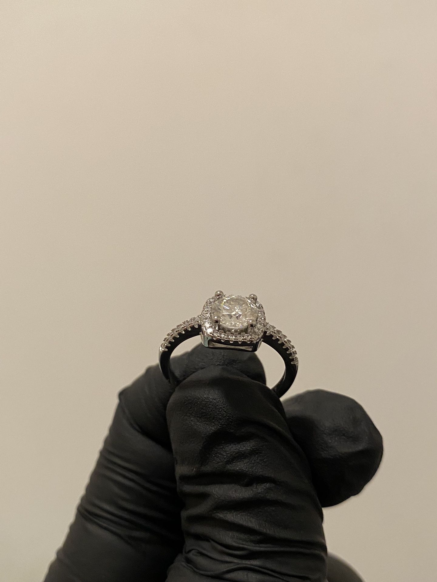 Moissanite Square Halo Ring