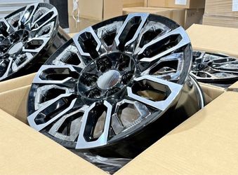 4 BRAND NEW Rims fits GMC Sierra Yukon Denali Ultimate OE STYLE 20” BLACK Machined 6x5.5 Tahoe