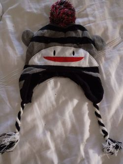 Sock Monkey Face Knit Hat