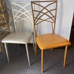 Modern Accent Stacking Chairs – Gold & Silver, Commercial Quality  Two high-quality commercial-grade metal stacking chairs available. One gold and one