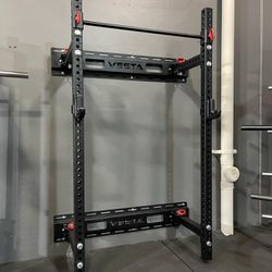 BRAND NEW Folding Squat Rack, Wall Mounted, Olympic Weights, Bumper Plates, Bench Press, Gym Mats, Rubber Flooring, Barbell 