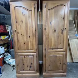 Custom Solid Teak Armoires or Modular Studio Cabinets - Set of 2 