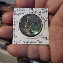 🇺🇸"JFK" RARE US Coin (2024)"D".Wt:11.18. W./error (AU) Satin Finish &  XF.