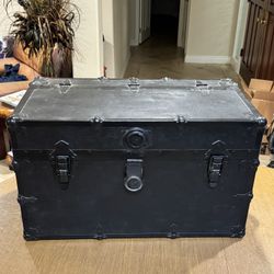 Vintage Antique Flat Top Steamer Trunk Excellent Cond. U.L.W.I.U. See Detail