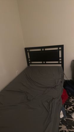 Black Metal Bed Frame with Headboard